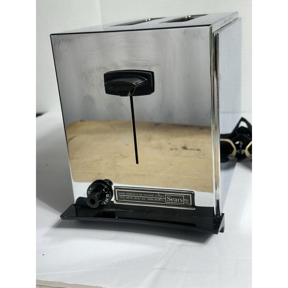 Sears 2 Slice Toaster Model 303.6319.1 Chrome 1970s Vintage 1970s